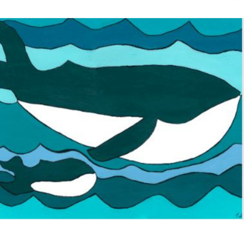 Moma and Baby Whale - Large Unframed Print