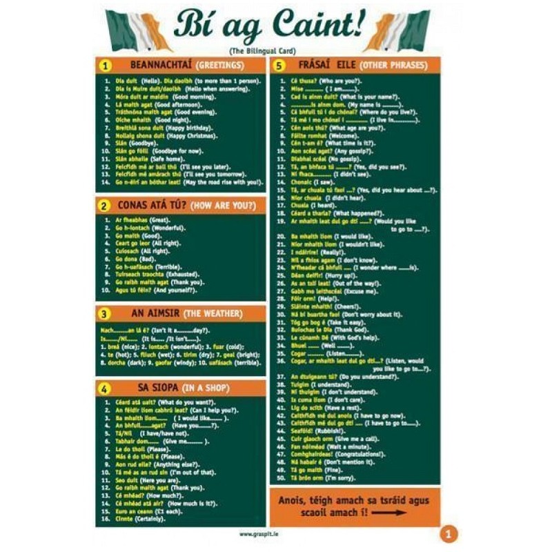 Bi ag Caint - Glance Card 